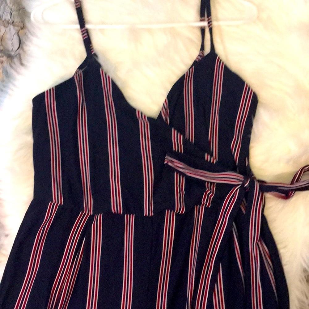 Navy Blue, Red and white striped jumper